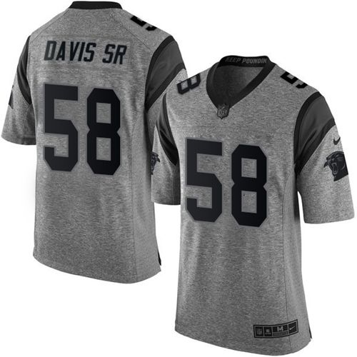 Nike Panthers #58 Thomas Davis Sr Gray Men's Stitched NFL Limited Gridiron Gray Jersey